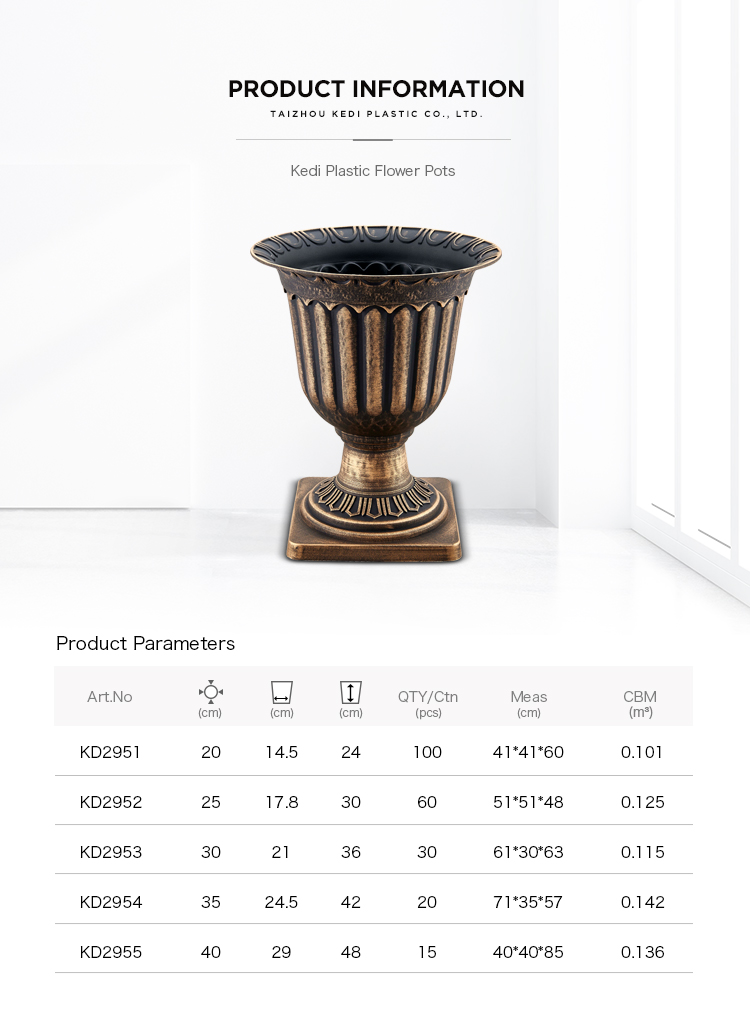 Plastic Urn Flower Pot Garden Planter