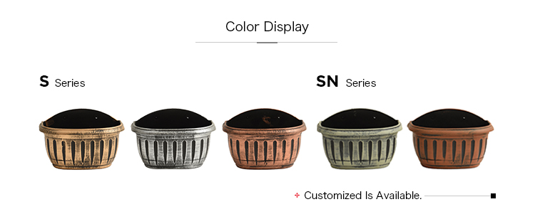 Wall mounted plastic flower pots in customizable antique colors