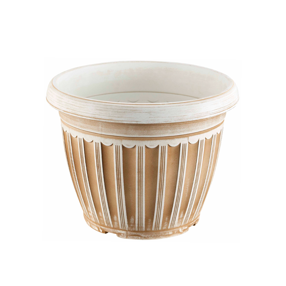 Classic Ribbed Plastic Planter Set – Durable & Versatile