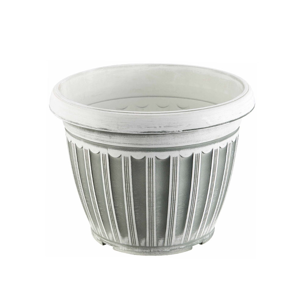 Classic Ribbed Plastic Planter Set – Durable & Versatile